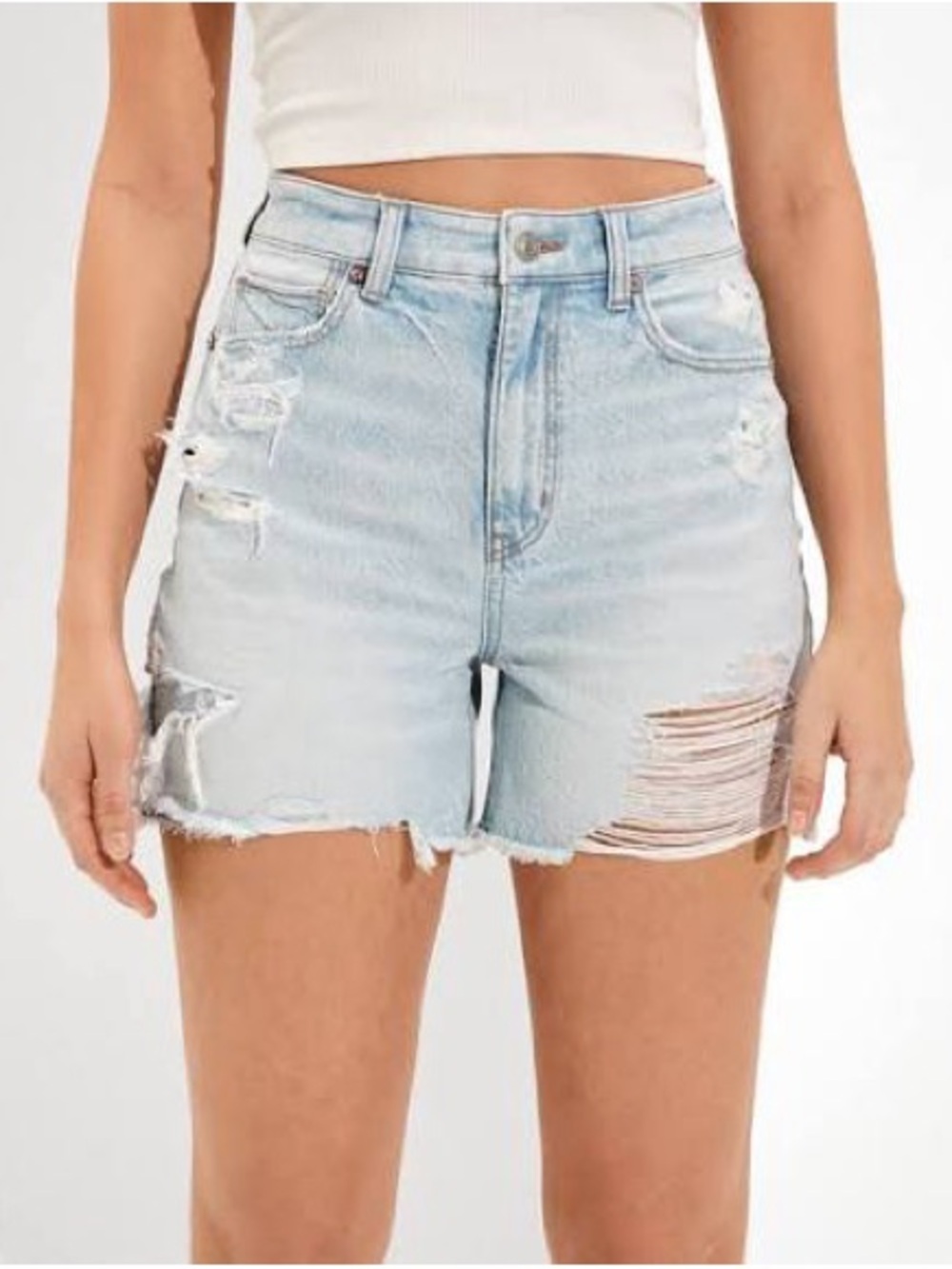 AE Denim Baggy Mom Short in light acid wash